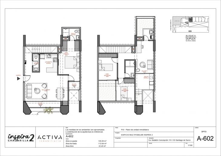 Plano del modelo A-602 del proyecto Inspira 2 en Santiago De Surco