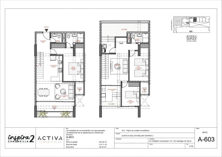 Plano del modelo A-603 del proyecto Inspira 2 en Santiago De Surco