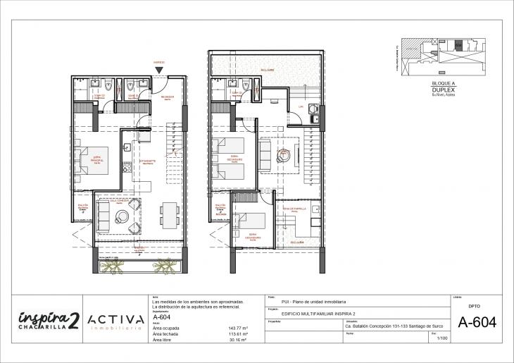 Plano del modelo A-604 del proyecto Inspira 2 en Santiago De Surco