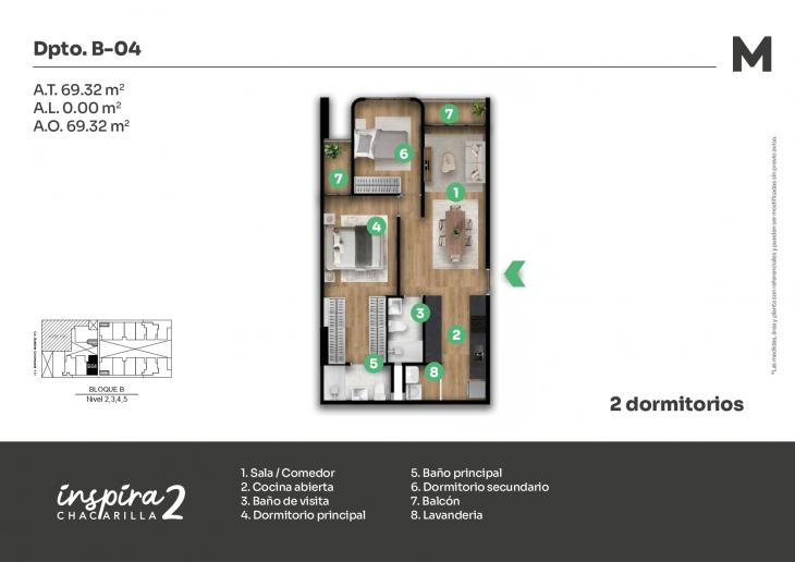 Plano del modelo B-404 del proyecto Inspira 2 en Santiago De Surco