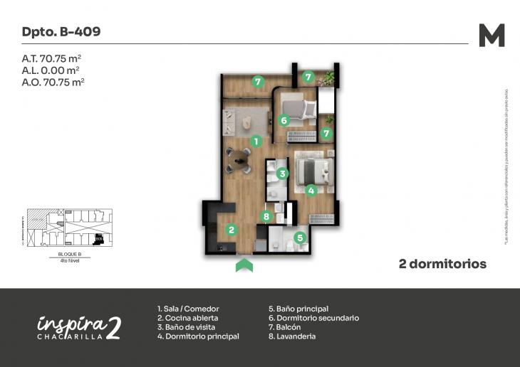 Plano del modelo B-409 del proyecto Inspira 2 en Santiago De Surco