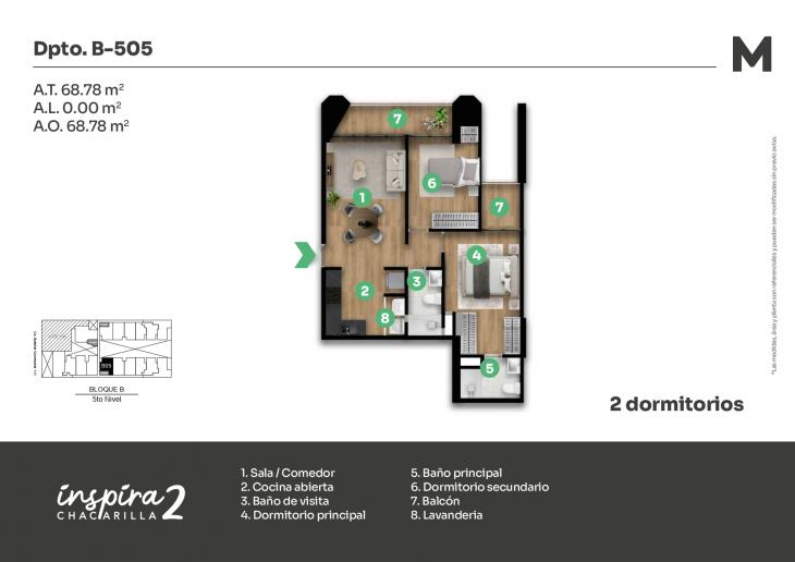 Plano del modelo B-505 del proyecto Inspira 2 en Santiago De Surco