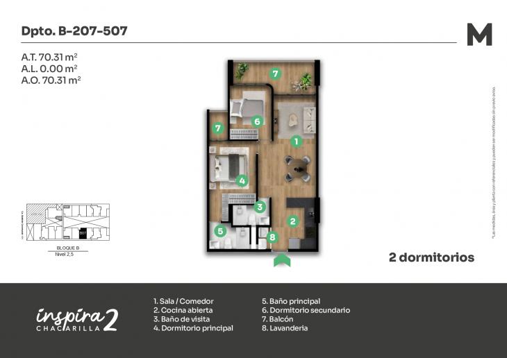 Plano del modelo B-507 del proyecto Inspira 2 en Santiago De Surco
