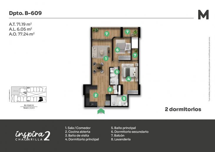 Plano del modelo B-609 del proyecto Inspira 2 en Santiago De Surco