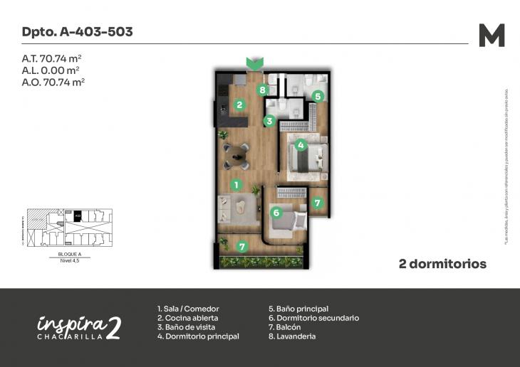 Plano del modelo A-503 del proyecto Inspira 2 en Santiago De Surco