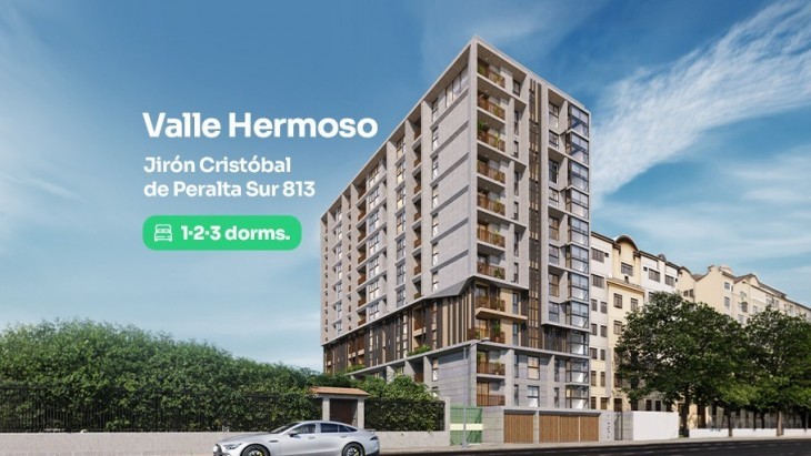 Fachada principal del proyecto Cristobal en Santiago De Surco