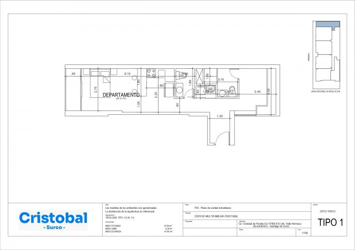 Plano del modelo 201 del proyecto Cristobal en Santiago De Surco