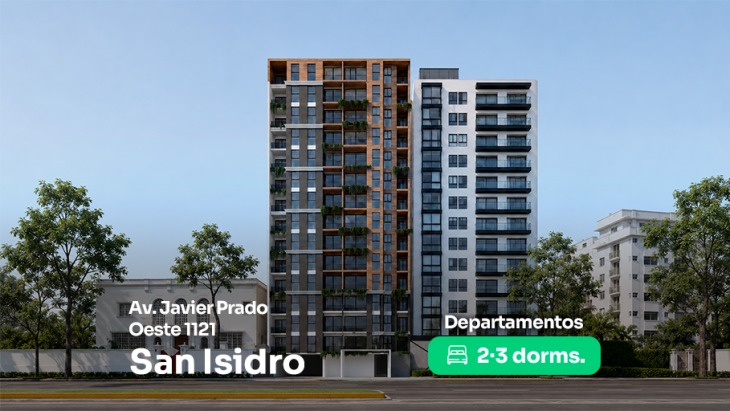 Fachada principal del proyecto Javier Prado Oeste 1121 en San Isidro