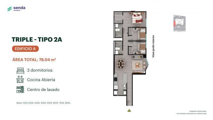 Plano del modelo TIPO 2A del proyecto EDÉM en Magdalena Del Mar