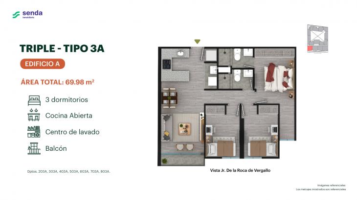 Plano del modelo TIPO 3A del proyecto EDÉM en Magdalena Del Mar