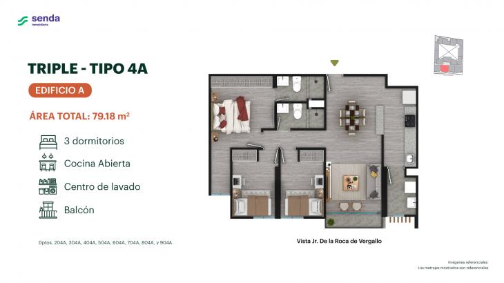 Plano del modelo TIPO 4A del proyecto EDÉM en Magdalena Del Mar