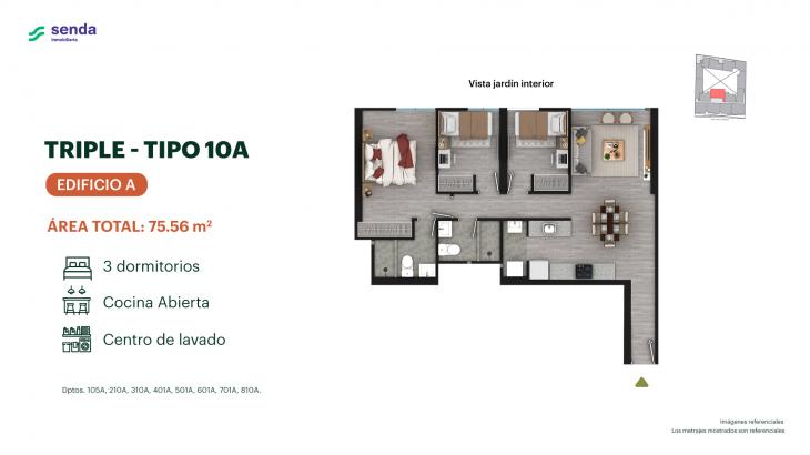 Plano del modelo TIPO 10A del proyecto EDÉM en Magdalena Del Mar