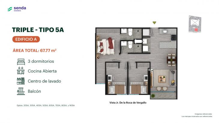 Plano del modelo TIPO 5A del proyecto EDÉM en Magdalena Del Mar