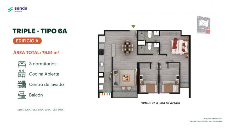 Plano del modelo TIPO 6A del proyecto EDÉM en Magdalena Del Mar
