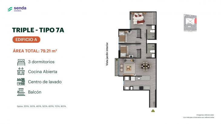Plano del modelo TIPO 7A del proyecto EDÉM en Magdalena Del Mar