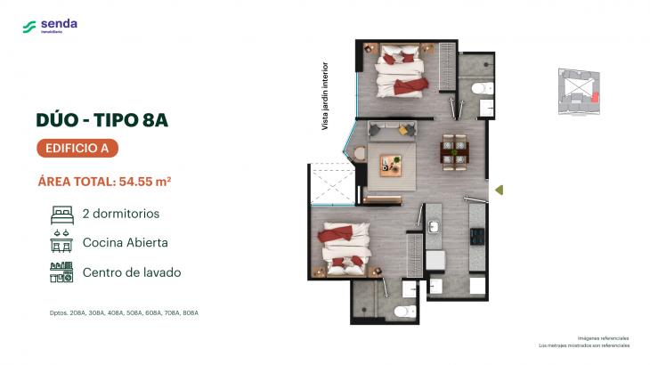 Plano del modelo TIPO 8A del proyecto EDÉM en Magdalena Del Mar