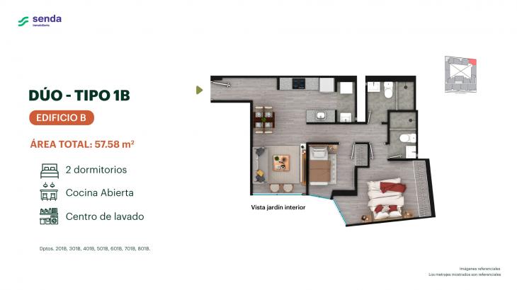 Plano del modelo TIPO 1B del proyecto EDÉM en Magdalena Del Mar