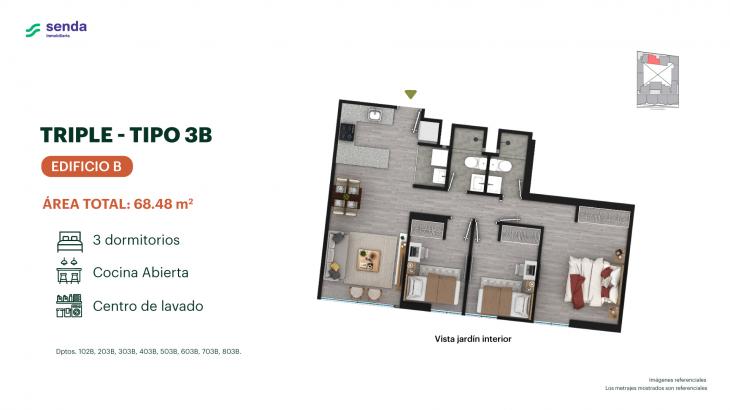 Plano del modelo TIPO 3B del proyecto EDÉM en Magdalena Del Mar