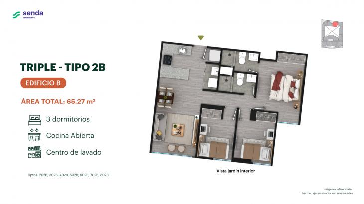 Plano del modelo TIPO 2B del proyecto EDÉM en Magdalena Del Mar