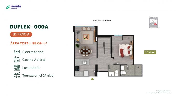 Plano del modelo TIPO 9A del proyecto EDÉM en Magdalena Del Mar