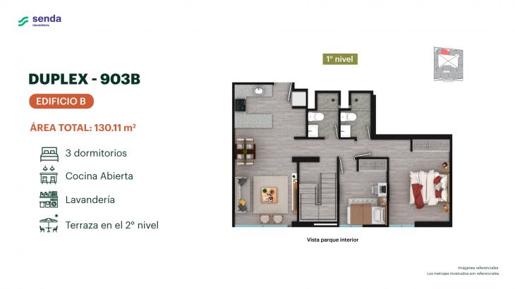 Plano del modelo TIPO 3B del proyecto EDÉM en Magdalena Del Mar