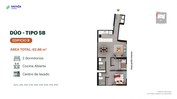 Plano del modelo TIPO 5B del proyecto EDÉM en Magdalena Del Mar