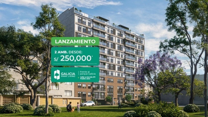 Fachada principal del proyecto Galicia Park Living en Pueblo Libre