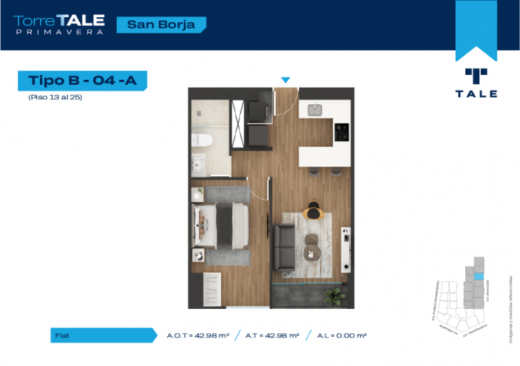 Plano del modelo B-X04-13 AL 25-A del proyecto TORRE TALE PRIMAVERA - ETAPA I en San Borja