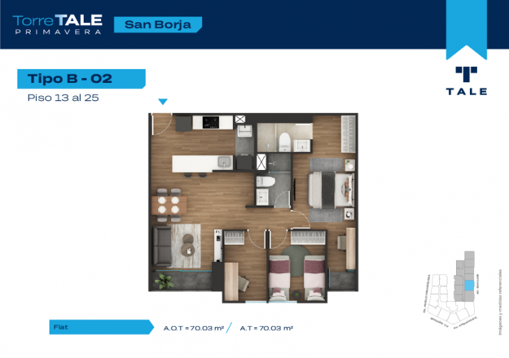 Plano del modelo T2-X02 del proyecto TORRE TALE PRIMAVERA - ETAPA I en San Borja