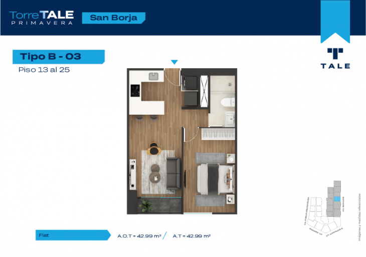 Plano del modelo T2-X03 del proyecto TORRE TALE PRIMAVERA - ETAPA I en San Borja