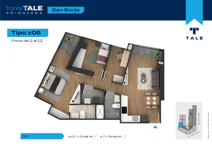 Plano del modelo T1-X06 del proyecto TORRE TALE PRIMAVERA - ETAPA I en San Borja