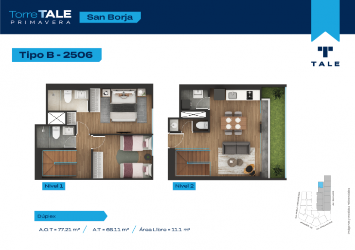 Plano del modelo T2-D-2506 del proyecto TORRE TALE PRIMAVERA - ETAPA I en San Borja