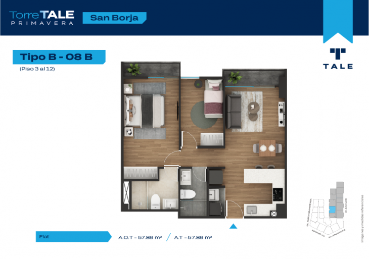 Plano del modelo T2-X08 del proyecto TORRE TALE PRIMAVERA - ETAPA I en San Borja