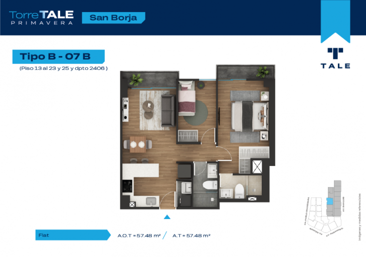 Plano del modelo T2-X07 del proyecto TORRE TALE PRIMAVERA - ETAPA I en San Borja