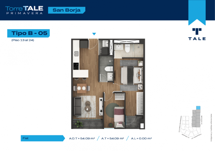 Plano del modelo T2-X05 del proyecto TORRE TALE PRIMAVERA - ETAPA I en San Borja