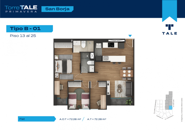 Plano del modelo T2-X01 del proyecto TORRE TALE PRIMAVERA - ETAPA I en San Borja