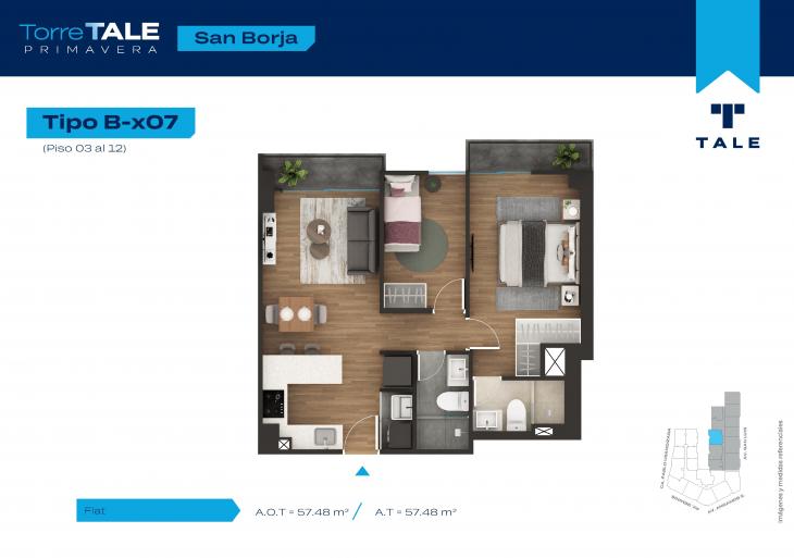 Plano del modelo T2-X07 del proyecto TORRE TALE PRIMAVERA - ETAPA I en San Borja