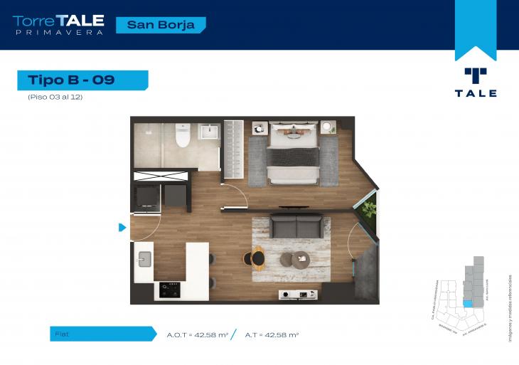 Plano del modelo T2-X09 del proyecto TORRE TALE PRIMAVERA - ETAPA I en San Borja