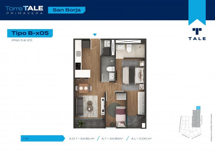 Plano del modelo T2-X05 del proyecto TORRE TALE PRIMAVERA - ETAPA I en San Borja