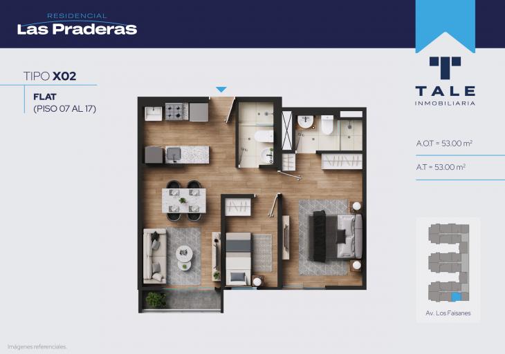 Plano del modelo X02 del proyecto Las Praderas en Chorrillos