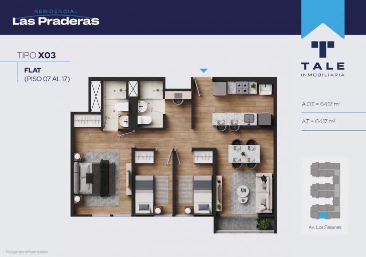 Plano del modelo X03 del proyecto Las Praderas en Chorrillos