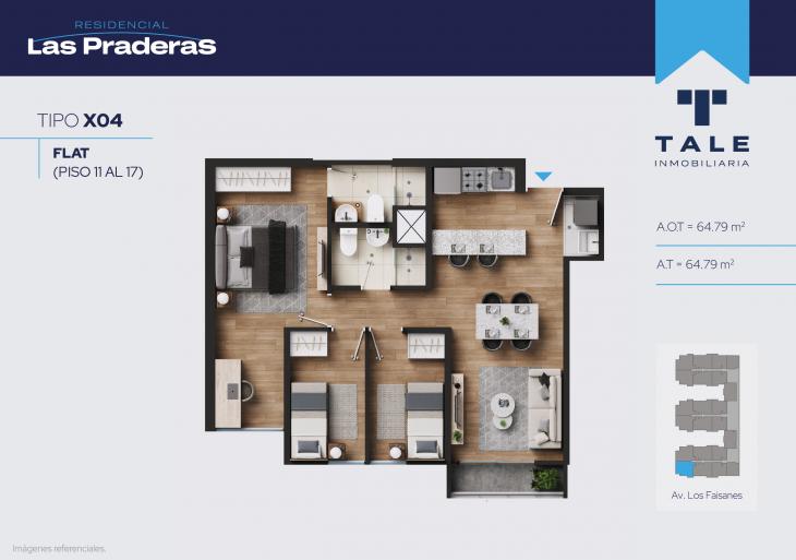 Plano del modelo X04 del proyecto Las Praderas en Chorrillos