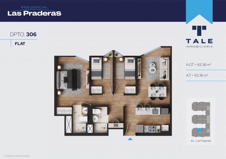 Plano del modelo X306 del proyecto Las Praderas en Chorrillos