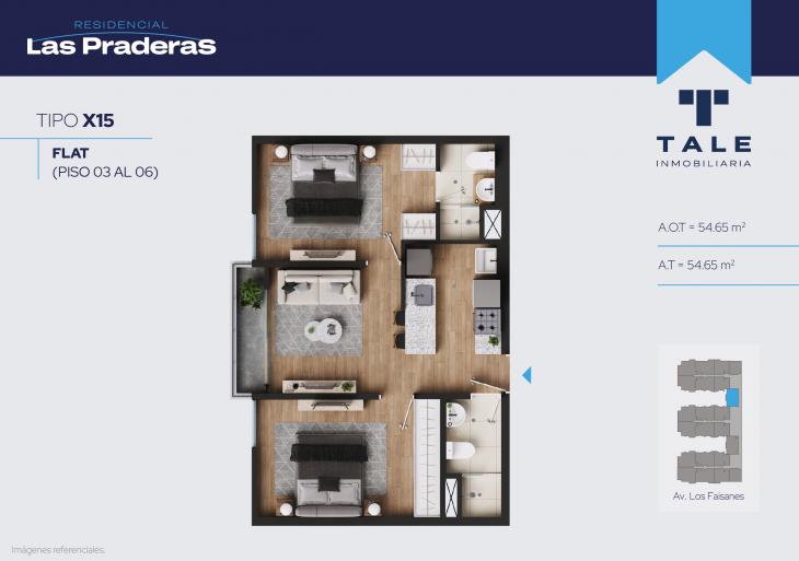 Plano del modelo X15 del proyecto Las Praderas en Chorrillos