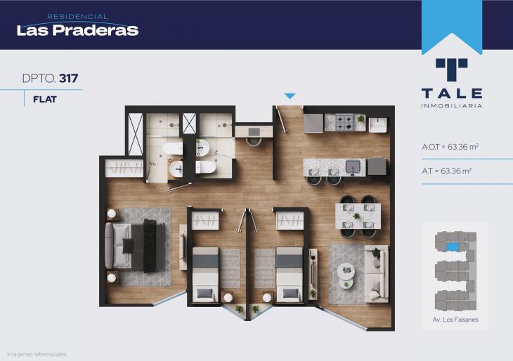 Plano del modelo X317 del proyecto Las Praderas en Chorrillos
