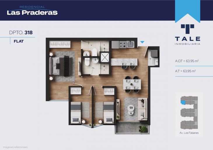 Plano del modelo X318 del proyecto Las Praderas en Chorrillos