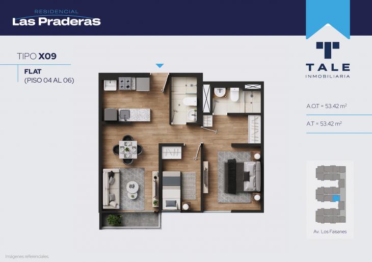 Plano del modelo X09 del proyecto Las Praderas en Chorrillos