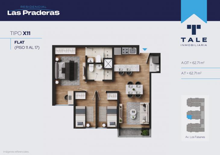 Plano del modelo X11 del proyecto Las Praderas en Chorrillos