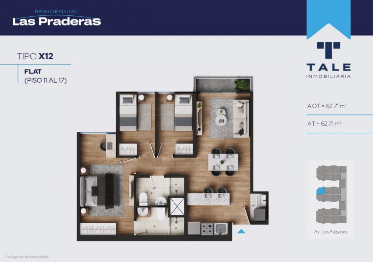 Plano del modelo X12 del proyecto Las Praderas en Chorrillos