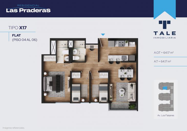 Plano del modelo X17 del proyecto Las Praderas en Chorrillos